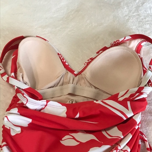 KONA SOL / Red & white Floral One Piece Bathing Suit Size S - Picture 8 of 9